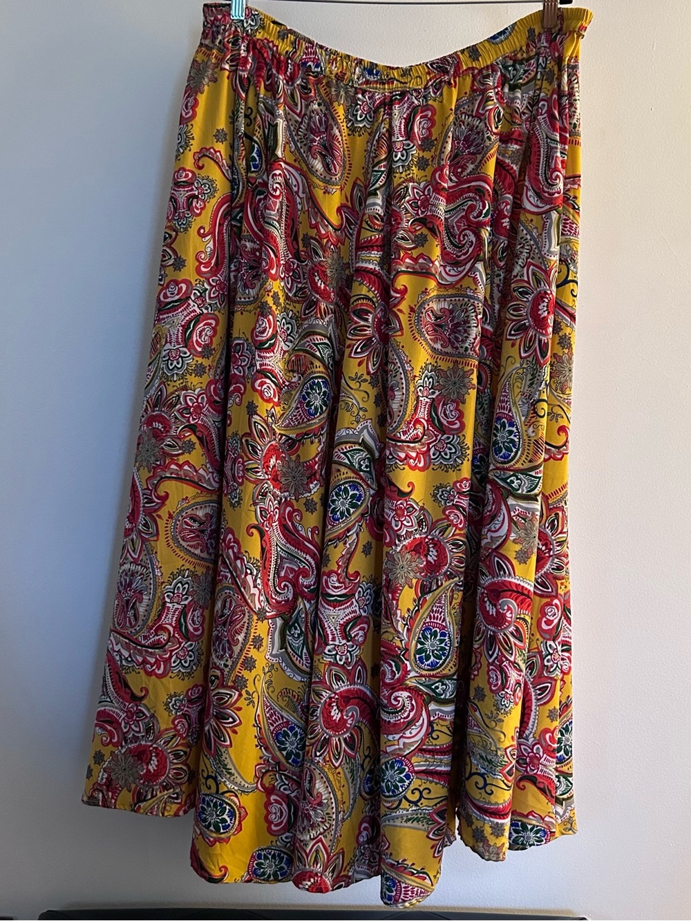 Yellow Paisley A-Line Maxi Skirt